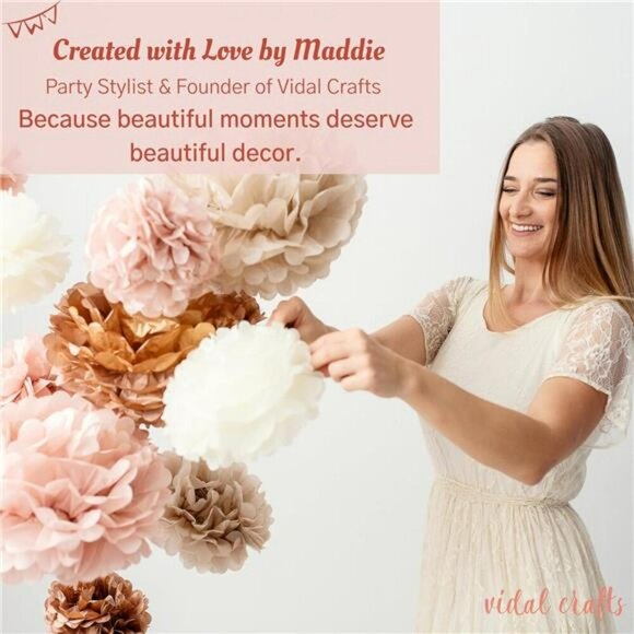 Boho Tissue Paper Pom Poms Set of 20 Bridal Baby Shower Party Decorations - Picture 3 of 7